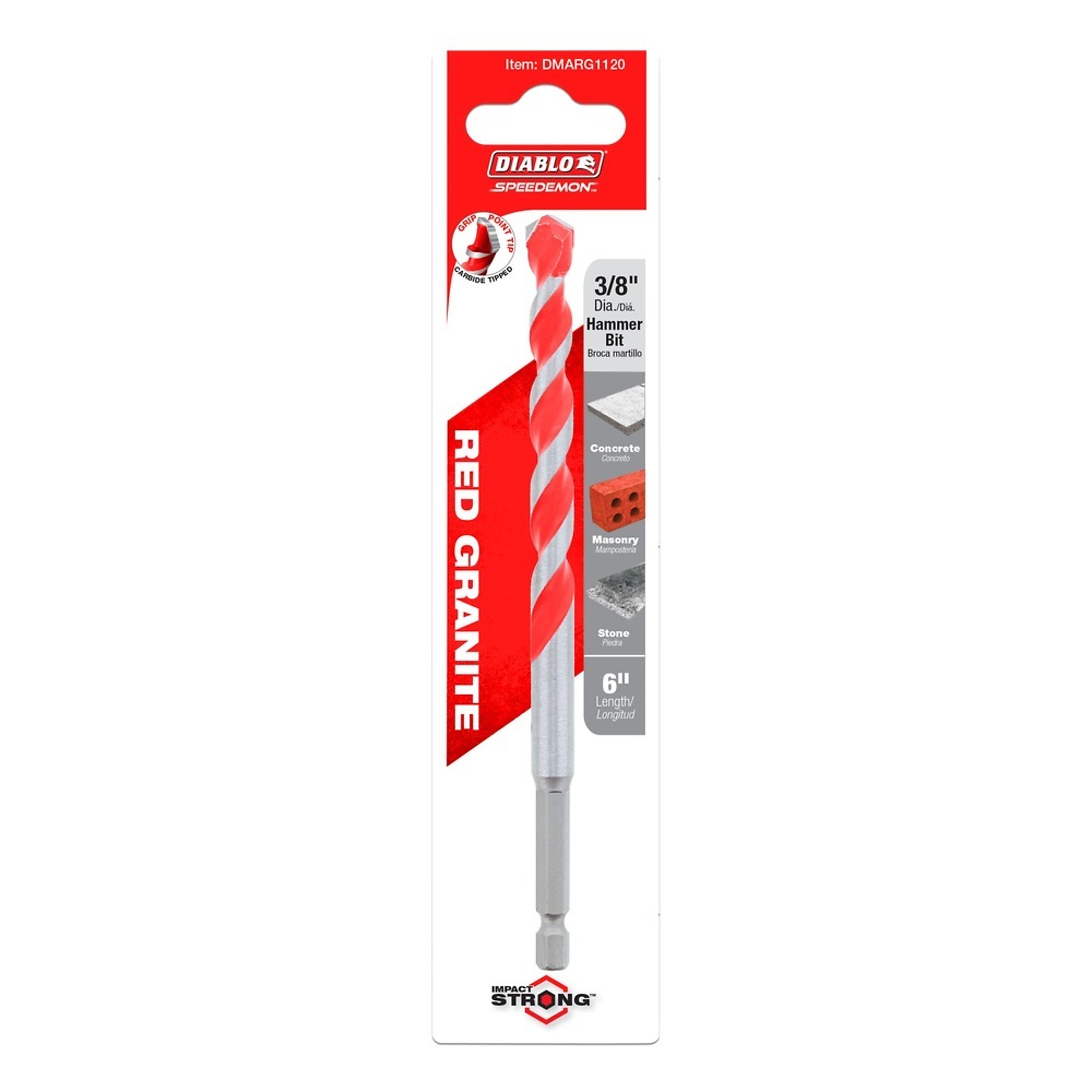 Diablo Tools, 3/8x4x6 Carbide Tipped Hammer Bit, Included (qty.) 1, Model# DMARG1120